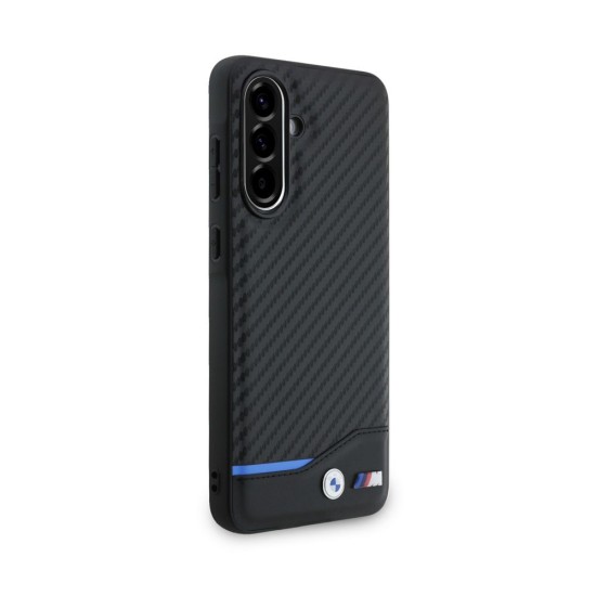 Husa BMW M PU Carbon pentru Samsung Galaxy A56, Neagră (Blue Line) (Bakr, BMHCSA5622NBCK) by www.silkase.ro