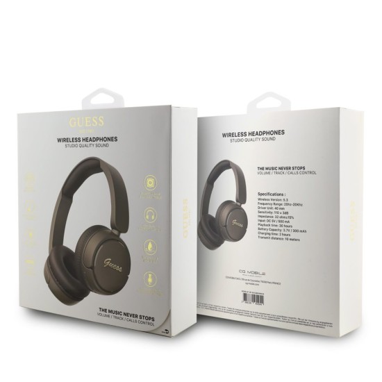 Căști Wireless Over-Ear Guess Script Metal Logo, Maro (Bakr, GUBHV6SCW) by www.silkase.ro