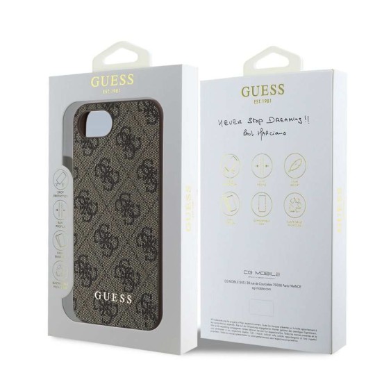 Husa Guess 4G Charm (Tone on Tone) pentru iPhone 16e, Maro (Bakr, GUHCPSE4GF4GCW) by www.silkase.ro