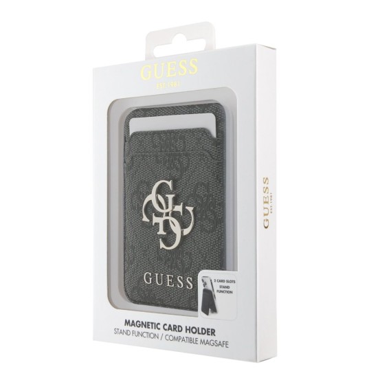 Portcard și Stand Guess 4G Metal Logo, MagSafe, Negru (Bakr, GUWMSHG4BLK) by www.silkase.ro
