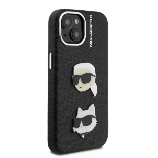 Husa Karl Lagerfeld Grained PU K&CH Heads pentru iPhone 15, Neagra Husa Karl Lagerfeld Grained PU K&CH Heads pentru iPhone 15, Neagra (Bakr, KLHCP15SPSFDHPK) by www.silkase.ro