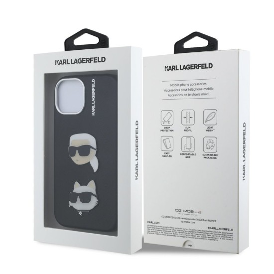 Husa Karl Lagerfeld Grained PU K&CH Heads pentru iPhone 15, Neagra Husa Karl Lagerfeld Grained PU K&CH Heads pentru iPhone 15, Neagra (Bakr, KLHCP15SPSFDHPK) by www.silkase.ro