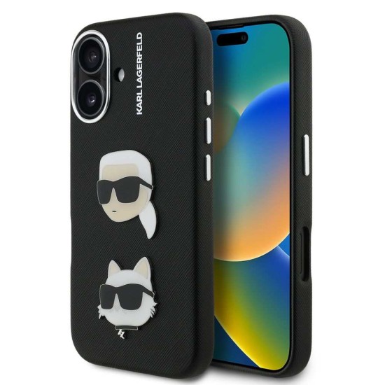 Husa Karl Lagerfeld Grained PU K&CH Heads pentru iPhone 16, Neagra Husa Karl Lagerfeld Grained PU K&CH Heads pentru iPhone 16, Neagra (Bakr, KLHCP16SPSFDHPK) by www.silkase.ro