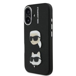 Husa Karl Lagerfeld Grained PU K&CH Heads pentru iPhone 16, Neagra Husa Karl Lagerfeld Grained PU K&CH Heads pentru iPhone 16, Neagra