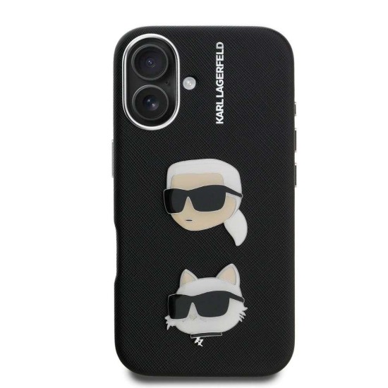 Husa Karl Lagerfeld Grained PU K&CH Heads pentru iPhone 16, Neagra Husa Karl Lagerfeld Grained PU K&CH Heads pentru iPhone 16, Neagra (Bakr, KLHCP16SPSFDHPK) by www.silkase.ro