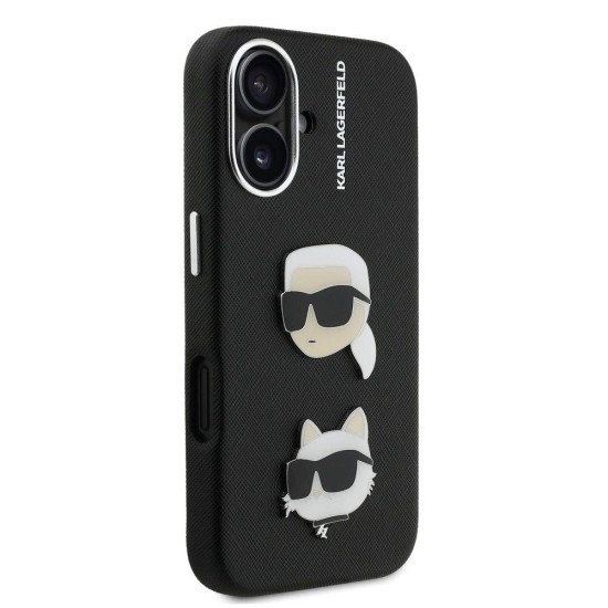 Husa Karl Lagerfeld Grained PU K&CH Heads pentru iPhone 16, Neagra Husa Karl Lagerfeld Grained PU K&CH Heads pentru iPhone 16, Neagra (Bakr, KLHCP16SPSFDHPK) by www.silkase.ro