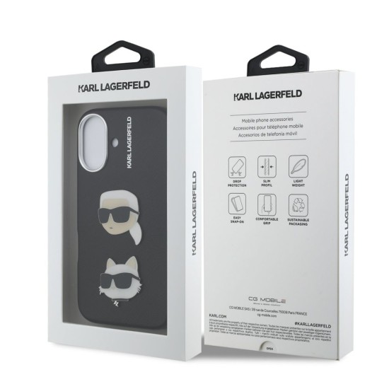 Husa Karl Lagerfeld Grained PU K&CH Heads pentru iPhone 16, Neagra Husa Karl Lagerfeld Grained PU K&CH Heads pentru iPhone 16, Neagra (Bakr, KLHCP16SPSFDHPK) by www.silkase.ro