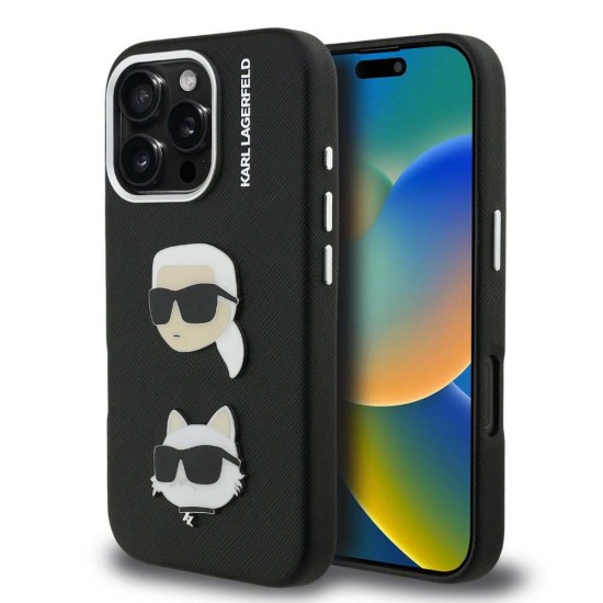 Husa Karl Lagerfeld Grained PU K&CH Heads pentru iPhone 16 Pro, Neagra Husa Karl Lagerfeld Grained PU K&CH Heads pentru iPhone 16 Pro, Neagra (Bakr, KLHCP16LPSFDHPK) by www.silkase.ro