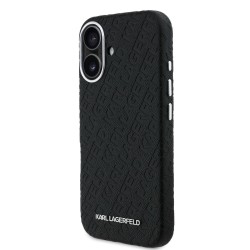 Husa Karl Lagerfeld Grained PU Repeated Logo MagSafe pentru iPhone 16, Neagra Husa Karl Lagerfeld Grained PU Repeated Logo MagSafe pentru iPhone 16, Neagra