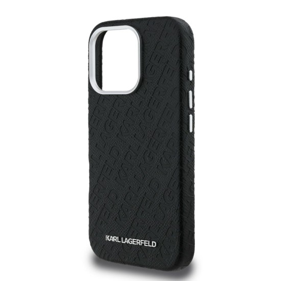 Husa Karl Lagerfeld Grained PU Repeated Logo MagSafe pentru iPhone 16 Pro, Neagra (Bakr, KLHMP16LPGKLFOFK) by www.silkase.ro