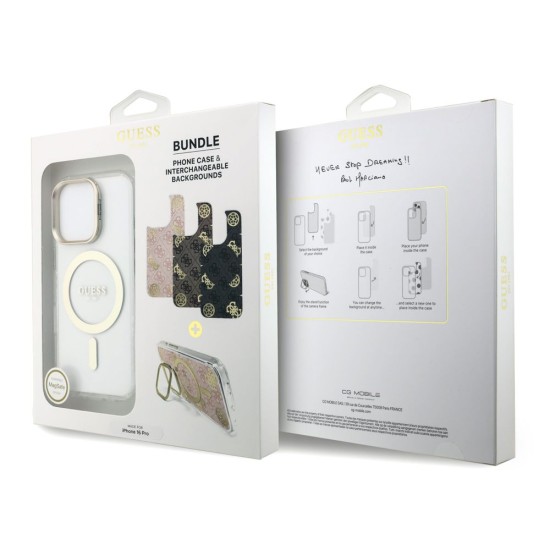 Husa Guess Electroplated Stand MagSafe cu fundaluri interschimbabile pentru iPhone 16 Pro Husa Guess Electroplated Stand MagSafe cu fundaluri interschimbabile pentru iPhone 16 Pro (Bakr, GUBPSBHMP16LF4P05) by www.silkase.ro