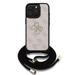 Husa Crossbody Guess PU 4G Metal Logo Strap pentru iPhone 15 Pro, Roz Husa Crossbody Guess PU 4G Metal Logo Strap pentru iPhone 15 Pro, Roz