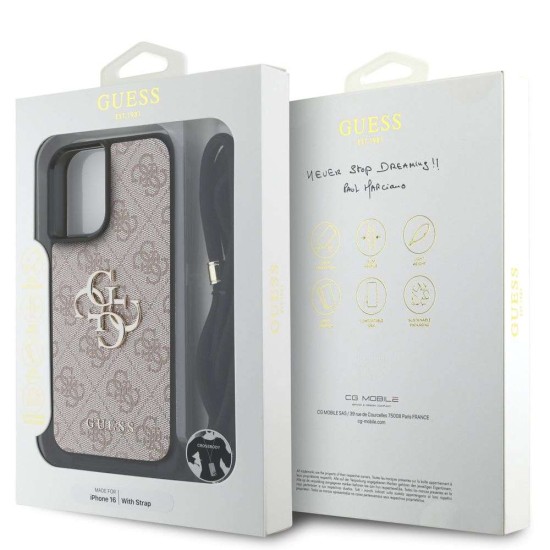 Husa Crossbody Guess PU 4G Metal Logo Strap pentru iPhone 16, Roz Husa Crossbody Guess PU 4G Metal Logo Strap pentru iPhone 16, Roz (Bakr, GUHCP16SP4GMGCRP) by www.silkase.ro