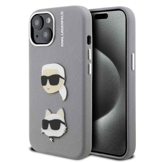 Husa Karl Lagerfeld Grained PU K&CH Heads pentru iPhone 15, Gri Husa Karl Lagerfeld Grained PU K&CH Heads pentru iPhone 15, Gri (Bakr, KLHCP15SPSFDHPG) by www.silkase.ro