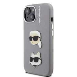 Husa Karl Lagerfeld Grained PU K&CH Heads pentru iPhone 15, Gri Husa Karl Lagerfeld Grained PU K&CH Heads pentru iPhone 15, Gri