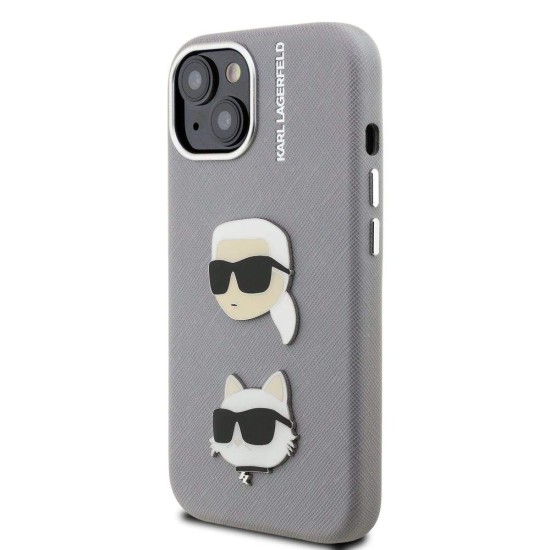 Husa Karl Lagerfeld Grained PU K&CH Heads pentru iPhone 15, Gri Husa Karl Lagerfeld Grained PU K&CH Heads pentru iPhone 15, Gri (Bakr, KLHCP15SPSFDHPG) by www.silkase.ro