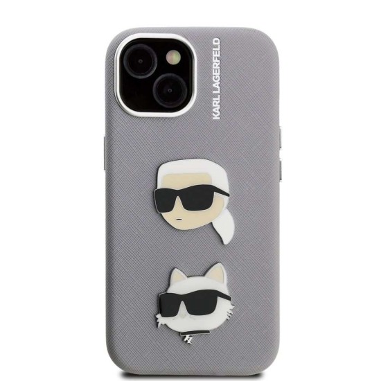 Husa Karl Lagerfeld Grained PU K&CH Heads pentru iPhone 15, Gri Husa Karl Lagerfeld Grained PU K&CH Heads pentru iPhone 15, Gri (Bakr, KLHCP15SPSFDHPG) by www.silkase.ro
