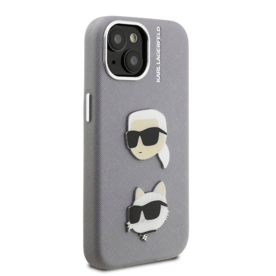 Husa Karl Lagerfeld Grained PU K&CH Heads pentru iPhone 15, Gri Husa Karl Lagerfeld Grained PU K&CH Heads pentru iPhone 15, Gri (Bakr, KLHCP15SPSFDHPG) by www.silkase.ro