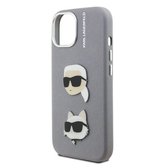 Husa Karl Lagerfeld Grained PU K&CH Heads pentru iPhone 15, Gri Husa Karl Lagerfeld Grained PU K&CH Heads pentru iPhone 15, Gri (Bakr, KLHCP15SPSFDHPG) by www.silkase.ro