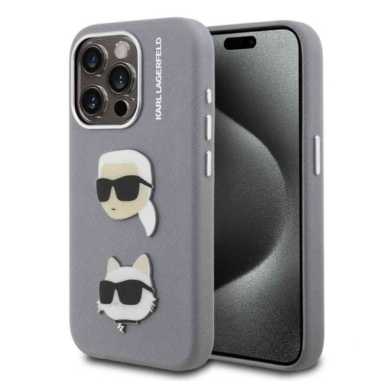 Husa Karl Lagerfeld Grained PU K&CH Heads pentru iPhone 15 Pro Max, Gri Husa Karl Lagerfeld Grained PU K&CH Heads pentru iPhone 15 Pro Max, Gri (Bakr, KLHCP15XPSFDHPG) by www.silkase.ro