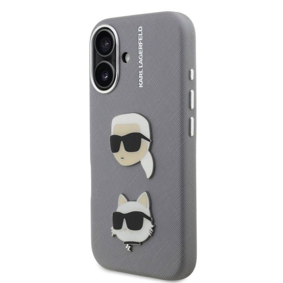 Husa Karl Lagerfeld Grained PU K&CH Heads pentru iPhone 16, Gri Husa Karl Lagerfeld Grained PU K&CH Heads pentru iPhone 16, Gri (Bakr, KLHCP16SPSFDHPG) by www.silkase.ro