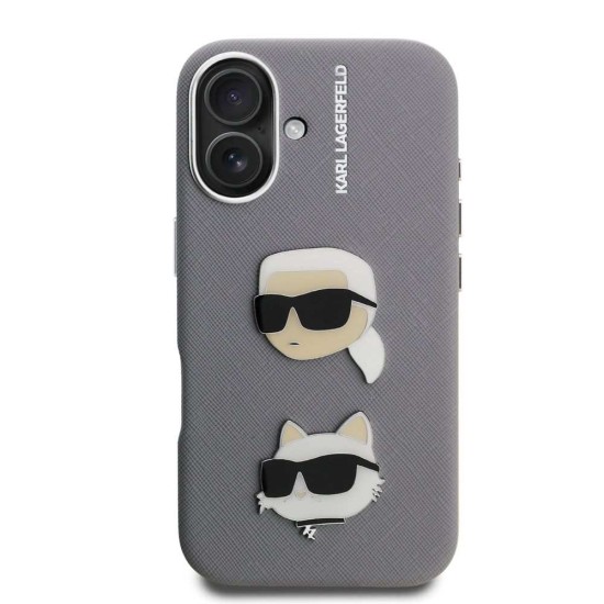 Husa Karl Lagerfeld Grained PU K&CH Heads pentru iPhone 16, Gri Husa Karl Lagerfeld Grained PU K&CH Heads pentru iPhone 16, Gri (Bakr, KLHCP16SPSFDHPG) by www.silkase.ro