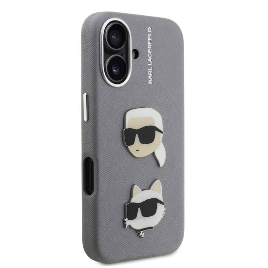 Husa Karl Lagerfeld Grained PU K&CH Heads pentru iPhone 16, Gri Husa Karl Lagerfeld Grained PU K&CH Heads pentru iPhone 16, Gri (Bakr, KLHCP16SPSFDHPG) by www.silkase.ro