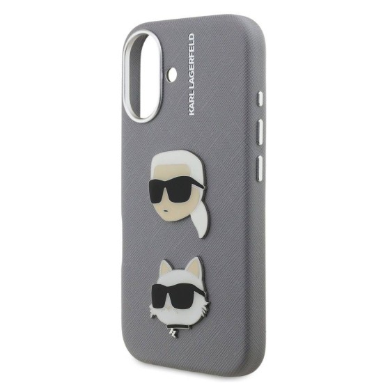 Husa Karl Lagerfeld Grained PU K&CH Heads pentru iPhone 16, Gri Husa Karl Lagerfeld Grained PU K&CH Heads pentru iPhone 16, Gri (Bakr, KLHCP16SPSFDHPG) by www.silkase.ro