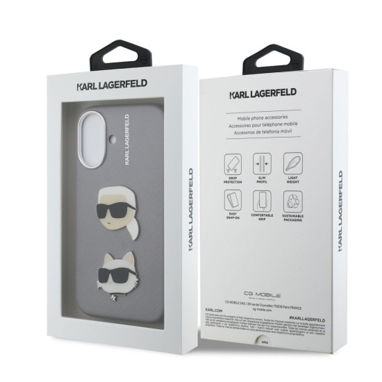 Husa Karl Lagerfeld Grained PU K&CH Heads pentru iPhone 16, Gri Husa Karl Lagerfeld Grained PU K&CH Heads pentru iPhone 16, Gri (Bakr, KLHCP16SPSFDHPG) by www.silkase.ro
