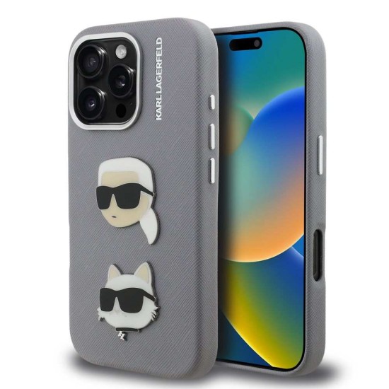 Husa Karl Lagerfeld Grained PU K&CH Heads pentru iPhone 16 Pro, Gri Husa Karl Lagerfeld Grained PU K&CH Heads pentru iPhone 16 Pro, Gri (Bakr, KLHCP16LPSFDHPG) by www.silkase.ro