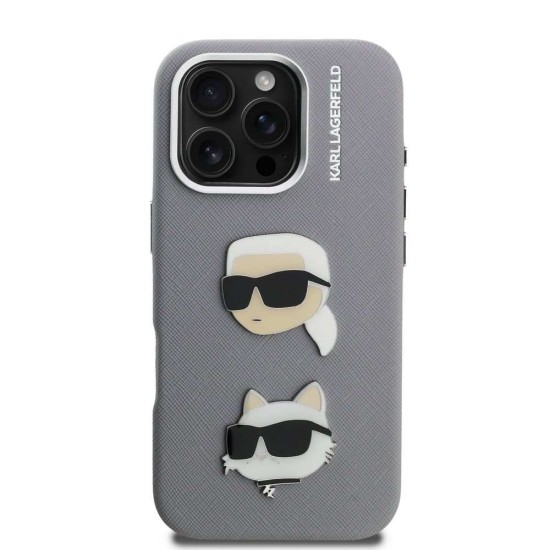 Husa Karl Lagerfeld Grained PU K&CH Heads pentru iPhone 16 Pro, Gri Husa Karl Lagerfeld Grained PU K&CH Heads pentru iPhone 16 Pro, Gri (Bakr, KLHCP16LPSFDHPG) by www.silkase.ro
