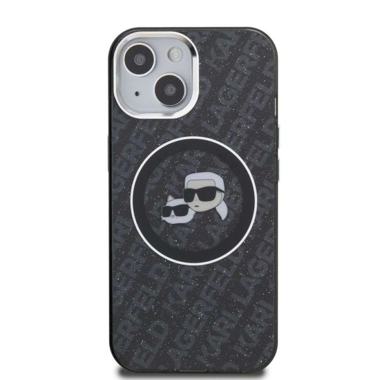 Husa Karl Lagerfeld IML K&CH Heads Repeated Logo MagSafe pentru iPhone 15, Neagra (Bakr, KLHMP15SHMKBKCHK) by www.silkase.ro
