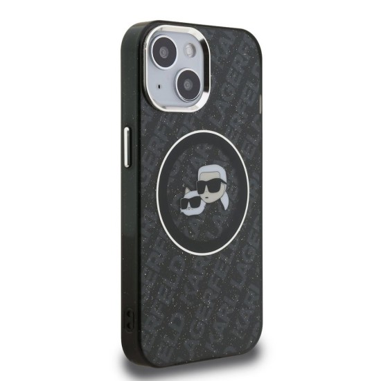 Husa Karl Lagerfeld IML K&CH Heads Repeated Logo MagSafe pentru iPhone 15, Neagra (Bakr, KLHMP15SHMKBKCHK) by www.silkase.ro