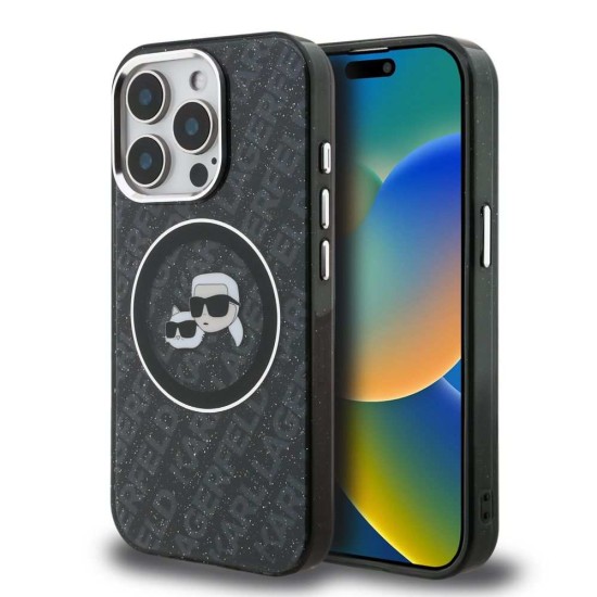 Husa Karl Lagerfeld IML K&CH Heads Repeated Logo MagSafe pentru iPhone 15 Pro, Neagra (Bakr, KLHMP15LHMKBKCHK) by www.silkase.ro