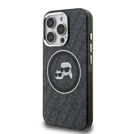 Husa Karl Lagerfeld IML K&CH Heads Repeated Logo MagSafe pentru iPhone 15 Pro, Neagra (Bakr, KLHMP15LHMKBKCHK) by www.silkase.ro