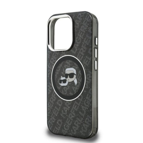 Husa Karl Lagerfeld IML K&CH Heads Repeated Logo MagSafe pentru iPhone 15 Pro, Neagra (Bakr, KLHMP15LHMKBKCHK) by www.silkase.ro