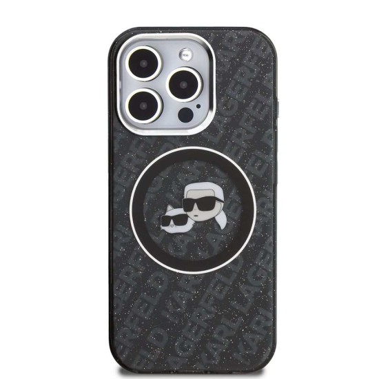 Husa Karl Lagerfeld IML K&CH Heads Repeated Logo MagSafe pentru iPhone 15 Pro Max, Neagra (Bakr, KLHMP15XHMKBKCHK) by www.silkase.ro