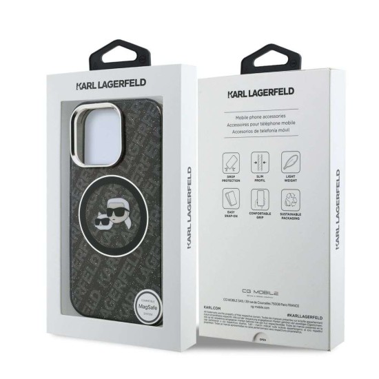 Husa Karl Lagerfeld IML K&CH Heads Repeated Logo MagSafe pentru iPhone 15 Pro Max, Neagra (Bakr, KLHMP15XHMKBKCHK) by www.silkase.ro