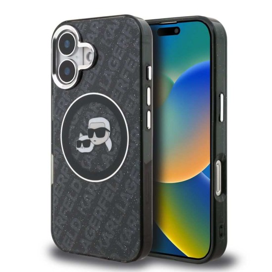 Husa Karl Lagerfeld IML K&CH Heads Repeated Logo MagSafe pentru iPhone 16, Neagra (Bakr, KLHMP16SHMKBKCHK) by www.silkase.ro