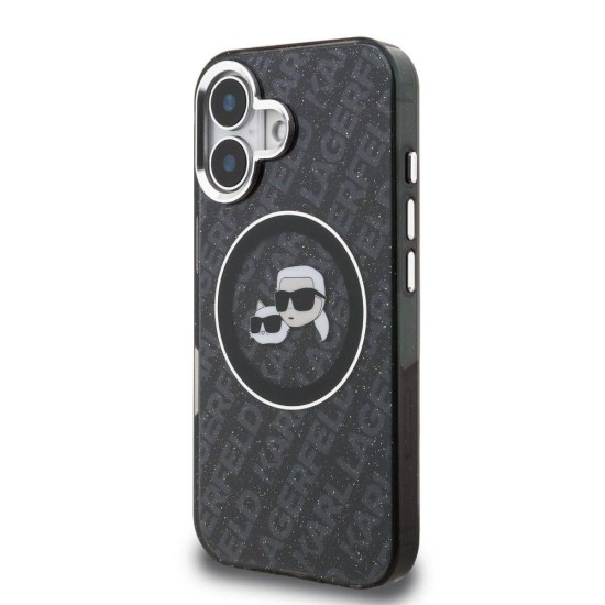 Husa Karl Lagerfeld IML K&CH Heads Repeated Logo MagSafe pentru iPhone 16, Neagra (Bakr, KLHMP16SHMKBKCHK) by www.silkase.ro