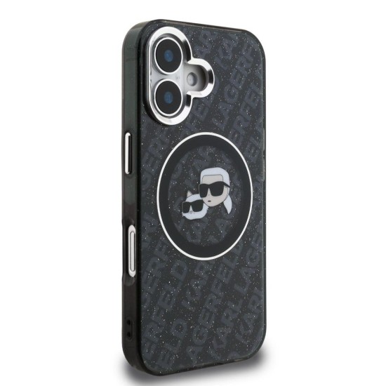 Husa Karl Lagerfeld IML K&CH Heads Repeated Logo MagSafe pentru iPhone 16, Neagra (Bakr, KLHMP16SHMKBKCHK) by www.silkase.ro