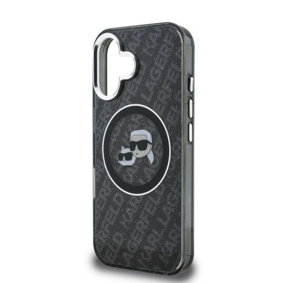 Husa Karl Lagerfeld IML K&CH Heads Repeated Logo MagSafe pentru iPhone 16, Neagra (Bakr, KLHMP16SHMKBKCHK) by www.silkase.ro