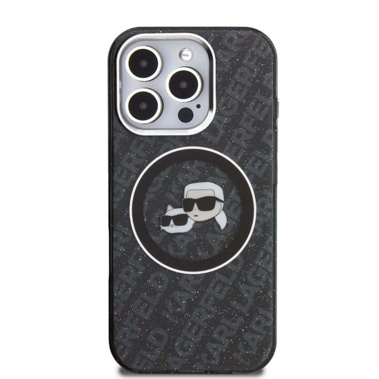 Husa Karl Lagerfeld IML K&CH Heads Repeated Logo MagSafe pentru iPhone 16 Pro, Neagra (Bakr, KLHMP16LHMKBKCHK) by www.silkase.ro