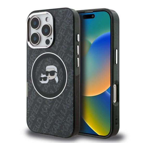 Husa Karl Lagerfeld IML K&CH Heads Repeated Logo MagSafe pentru iPhone 16 Pro Max, Neagra (Bakr, KLHMP16XHMKBKCHK) by www.silkase.ro