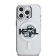 Husa Karl Lagerfeld IML Glitter Karl and Choupette Sketch MagSafe pentru iPhone 15 Pro, Transparenta (Bakr, KLHMP15LHGKCGKBT) by www.silkase.ro