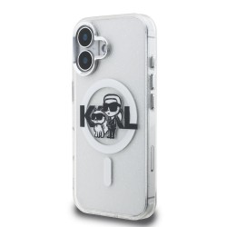 Husa Karl Lagerfeld IML Glitter Karl and Choupette Sketch MagSafe pentru iPhone 16, Transparenta