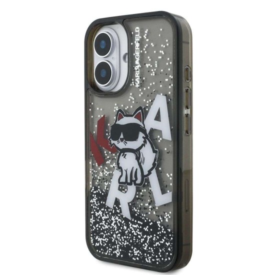 Husa Karl Lagerfeld Liquid Glitter Scattered Choupette pentru iPhone 16, Neagra Husa Karl Lagerfeld Liquid Glitter Scattered Choupette pentru iPhone 16, Neagra (Bakr, KLHCP16SLCHSCTDK) by www.silkase.ro