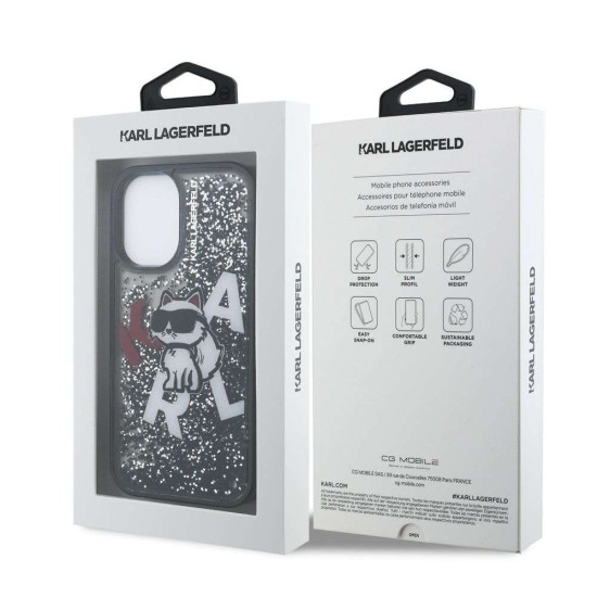 Husa Karl Lagerfeld Liquid Glitter Scattered Choupette pentru iPhone 16, Neagra Husa Karl Lagerfeld Liquid Glitter Scattered Choupette pentru iPhone 16, Neagra (Bakr, KLHCP16SLCHSCTDK) by www.silkase.ro