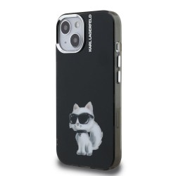 Husa Karl Lagerfeld IML Aquarelle Choupette pentru iPhone 15, Neagra Husa Karl Lagerfeld IML Aquarelle Choupette pentru iPhone 15, Neagra