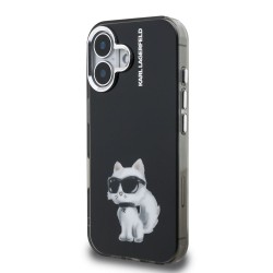 Husa Karl Lagerfeld IML Aquarelle Choupette pentru iPhone 16, Neagra Husa Karl Lagerfeld IML Aquarelle Choupette pentru iPhone 16, Neagra